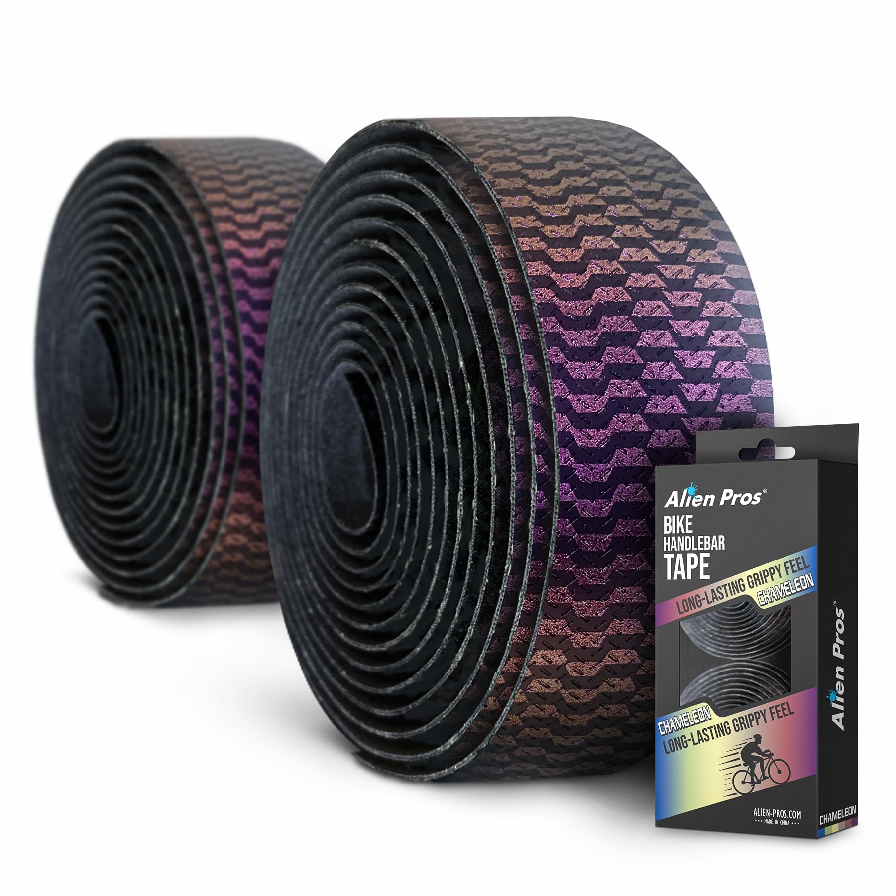 ALIEN PROS Chameleon Tail Bike Handlebar Tape (Set of 2) - Elevate Your Ride with Stylish, Comfortable, and Color-Shifting PU Tape for Enhanced Grip with These Bicycle Handle bar Tape (Purple)