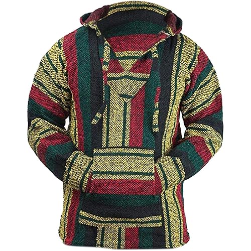 Del Mex Mexican Baja Hoodie Hippie Surf Poncho Sweater Sweatshirt Pullover Jerga
