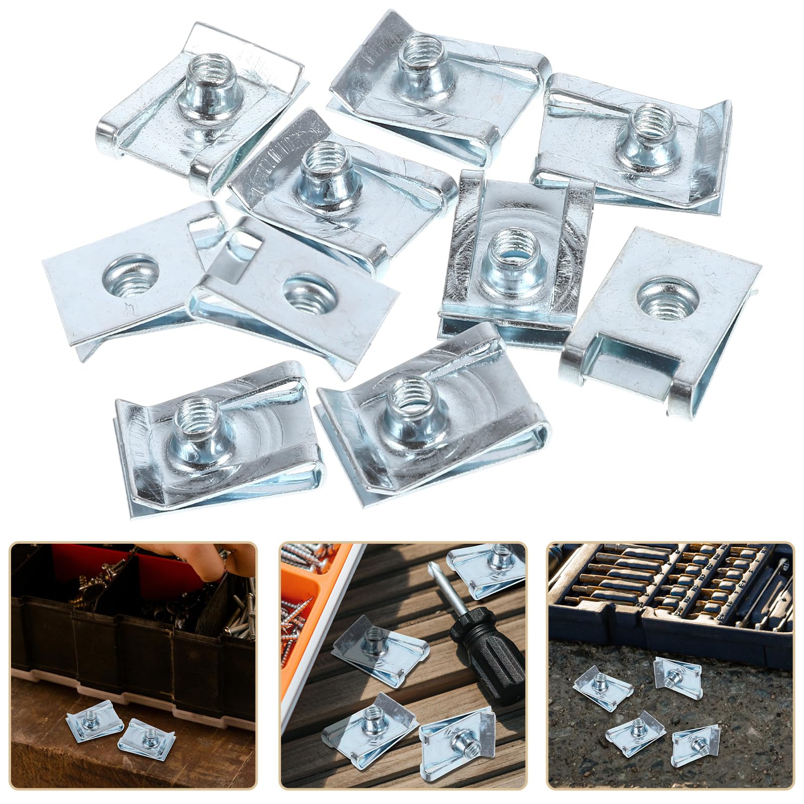 Mobestech Set Di 10 Pezzi Di U Clip Per e Bici - Dadi M5 in Argento - Con Scatola - Graffette Filettate Per Fissaggio e Sicuro Di Pannelli Di Rivestimento e