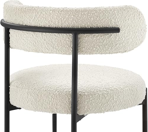 Miniatura 8 de Modway EEI-6516-IVO-BLK Albie Boucle - Juego de 2 sillas de comedor de tela, color negro marfil