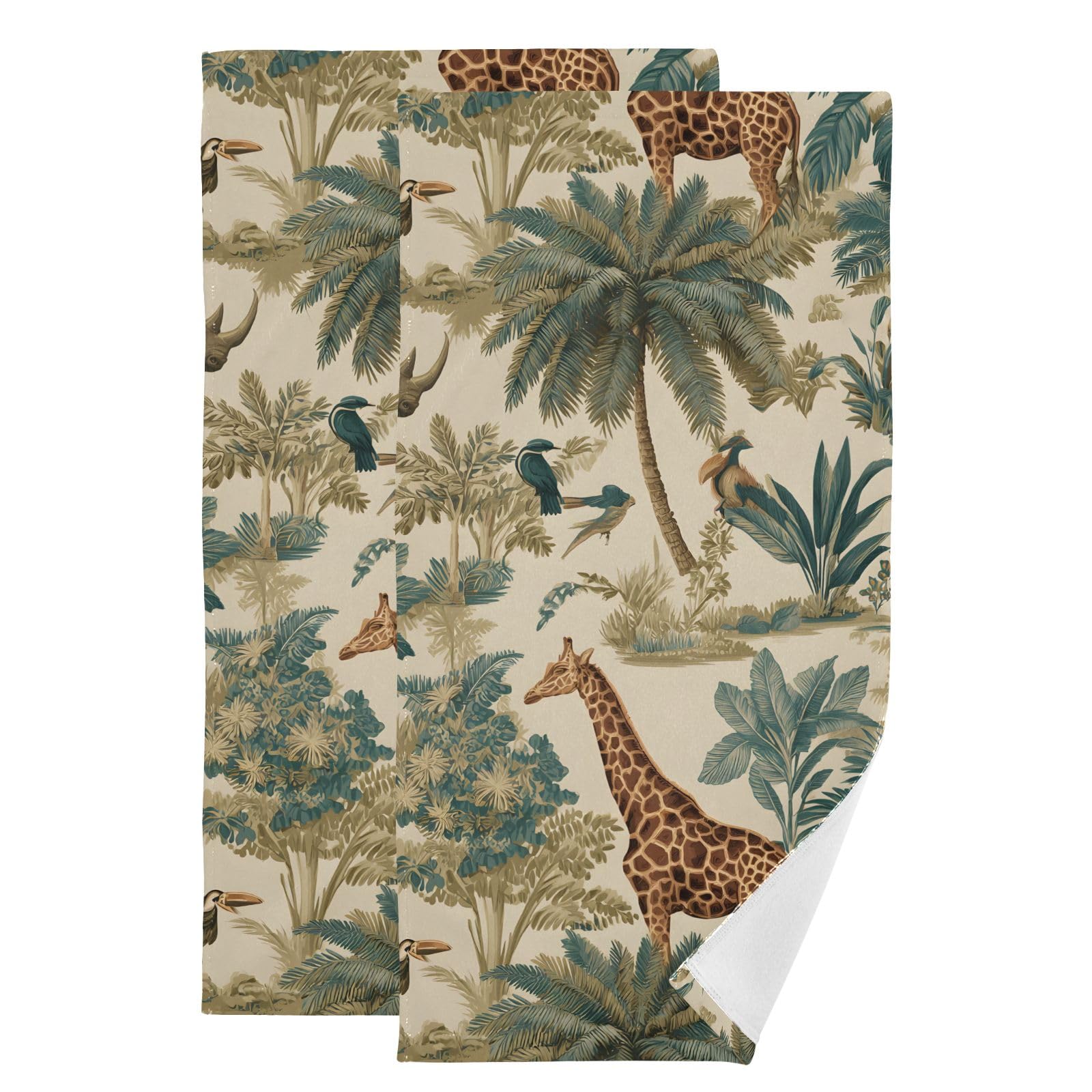Toallas de mano de algodón con diseño africano (paquete de 2, 36 x 72 cm)