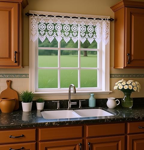 Miniatura 5 de Cortina de Medallón Macramé de Today's Curtain 30 cm, Blanco, 89 cm x 30 cm