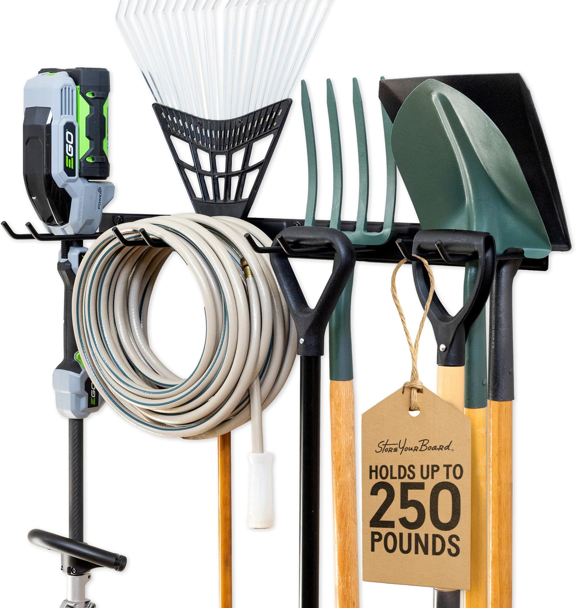 StoreYourBoard BLAT Tool Storage Rack, Garage Wall Mount Organizer, Holds Garden Tools, Shovels, Rakes, Brooms, Cords, and More