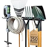 StoreYourBoard 36' Garage Tool Organizer Wall Mount | Garden Tool Organizer System | Heavy Duty Garden Tool Storage Rack for Yard Tools Rakes Shovels 250lbs Garage Organization | 4 PVC Coated Hooks 36' Heavy Duty Steel Rack | 4 Hooks | Holds 250lbs BLACK