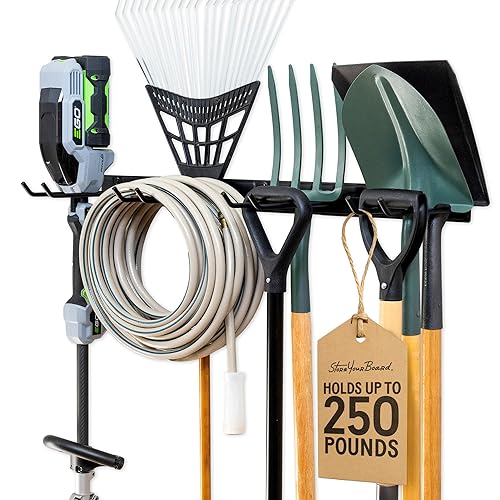 StoreYourBoard Wall-Mounted Rack With 4 Garage Hooks – Heavy-Duty Steel