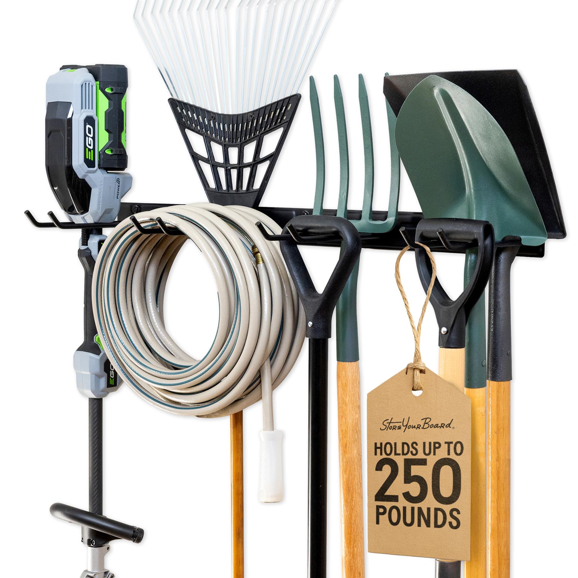 StoreYourBoardBLAT Tool Storage Rack, Garage Wall Mount Organizer, Holds Garden Tools, Shovels, Rakes, Brooms, Cords, and More
