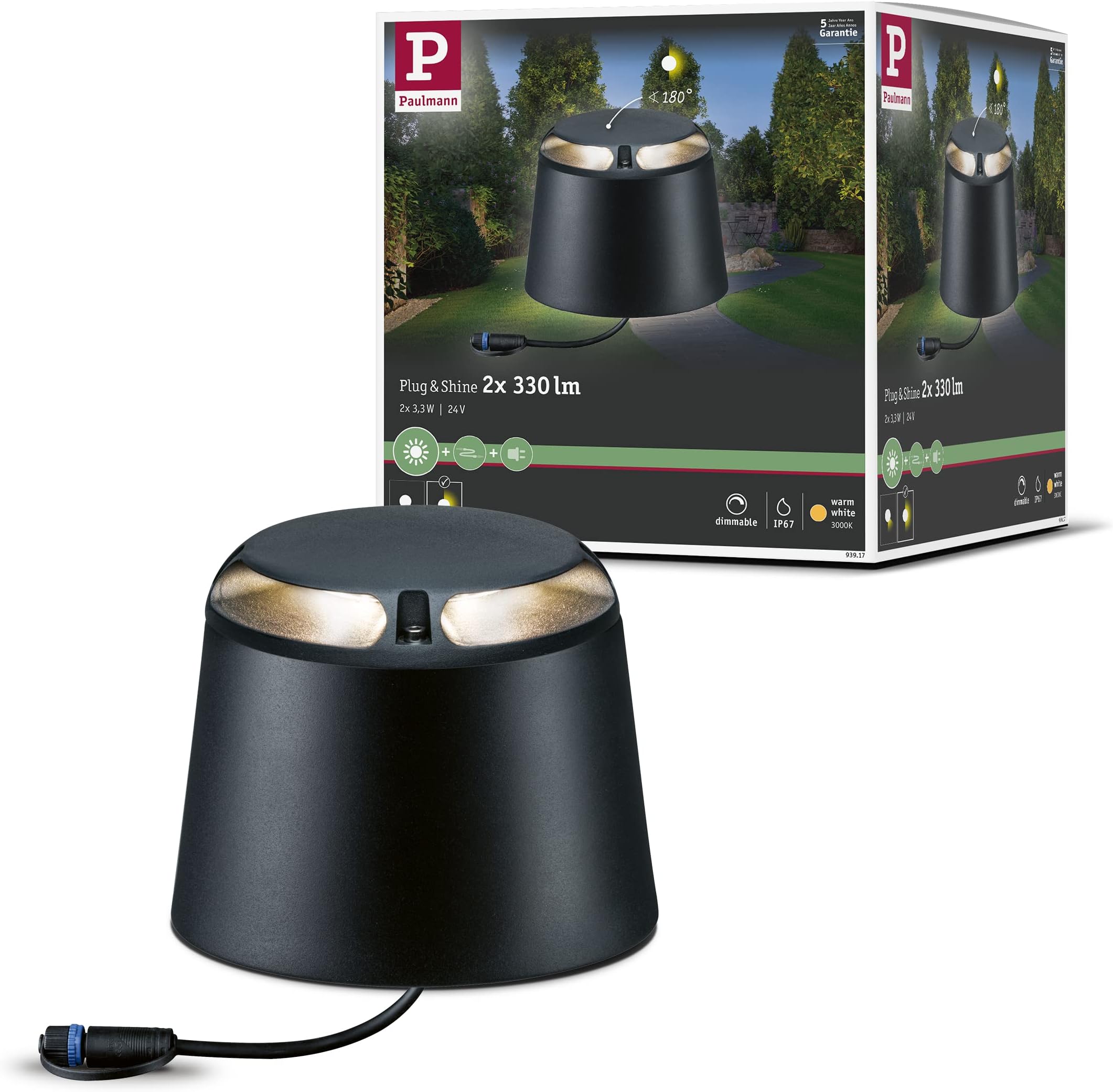 Paulmann 94700 Plug & Shine Steckdosensäule Rio eckig Anthrazit IP44 --> Leuchten & Lampen günstig online kaufen im Shop