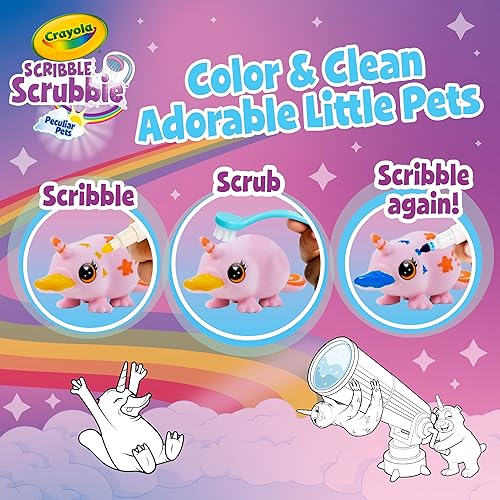 Miniatura 3 de Crayola Scribble Scrubbie Peculiar Pets - Juego de bañera de arcoíris, juguete de aseo para mascotas para niñas y niños, animales de juguete,