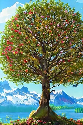 Kit de arte de diamantes del árbol de la vida para adultos, pintura 5D por número para niños, pinturas de diamantes de bricolaje con gemas de