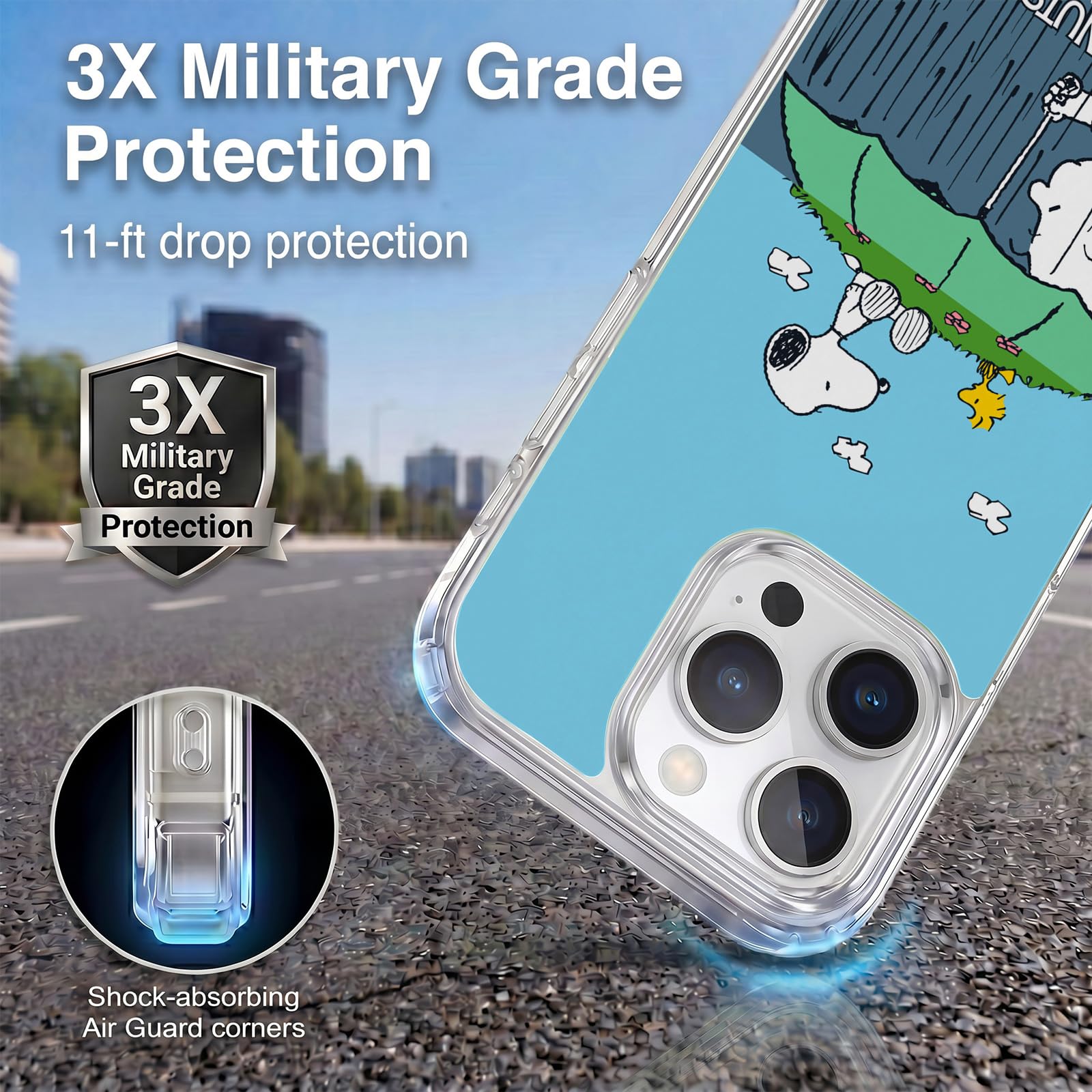 Head Case Designs Licenza Ufficiale Peanuts Charlie, Snoppy & Woodstock metà E Risate Custodia in Gel [Protezione di Grado Militare] Compatibile con Apple iPhone 14 PRO E Compatibile con MagSafe
