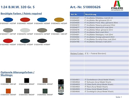 Miniatura 11 de Italeri 3626S 124 B.M.W. 11.29 oz. 5, Construcción, Fabricación de modelos de soporte, manualidades, afición, pegado, kit de plástico, detallado
