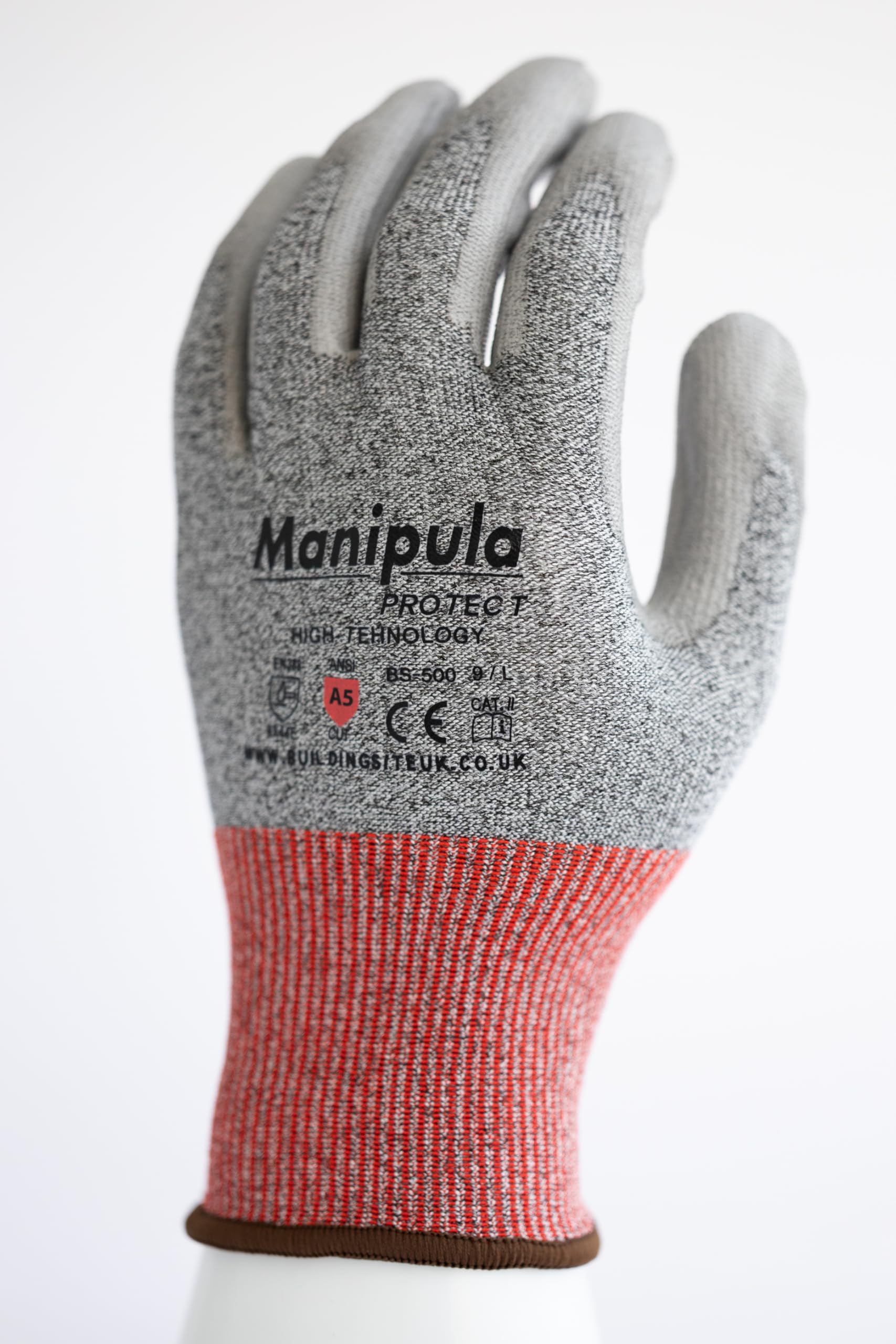 MANIPULA PROTECT BS 500; SAFETY WORK GLOVES ANSI CUT LEVEL 5 CUT RESISTANT PU Coating ABRASION RESISTANCE