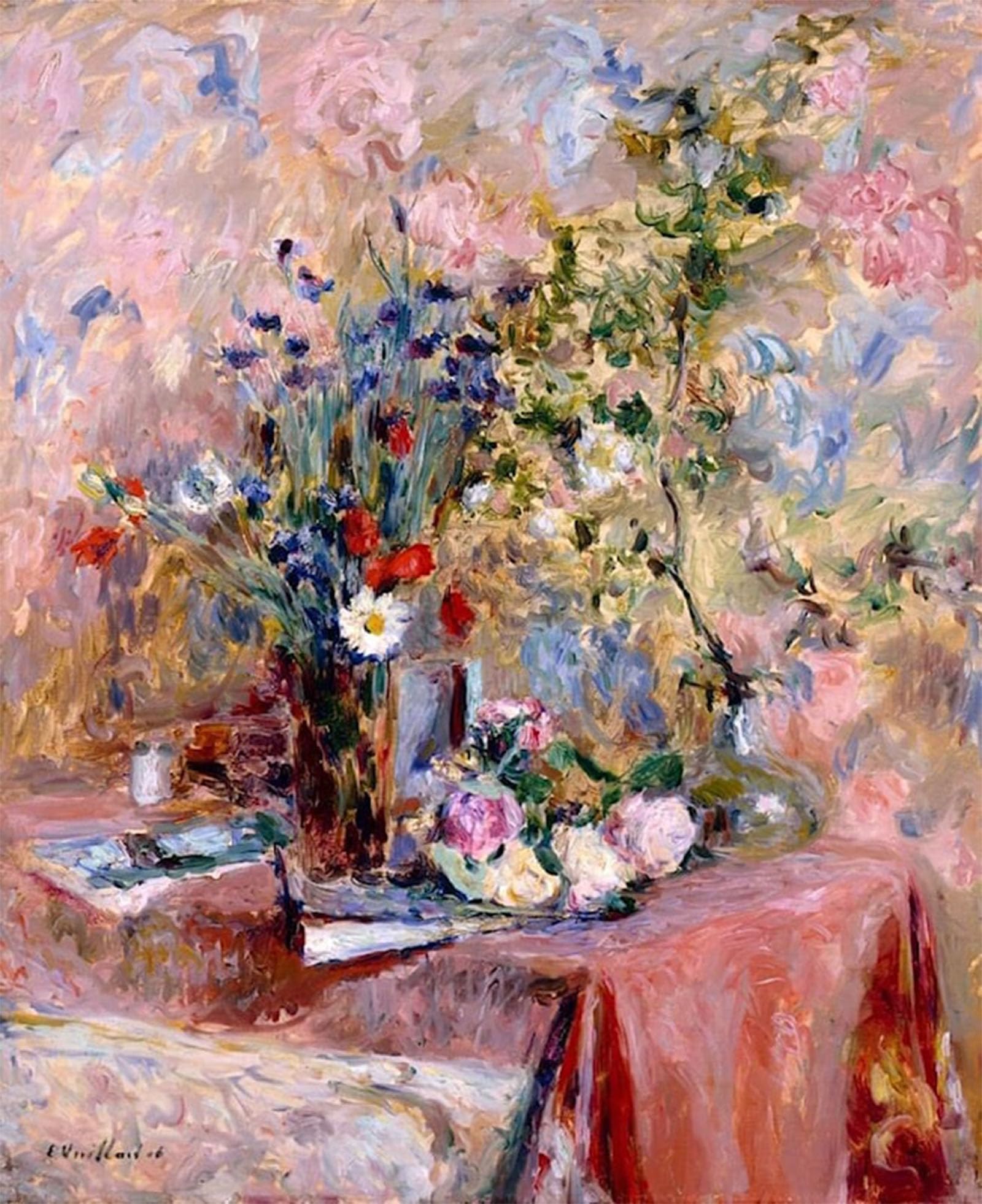 Posteriik No Frame Vintage Classic Picture Landscape Artwork Fleurs By Édouard Vuillard Portrait Canvas Painting For Office Home Decor 60X90cm