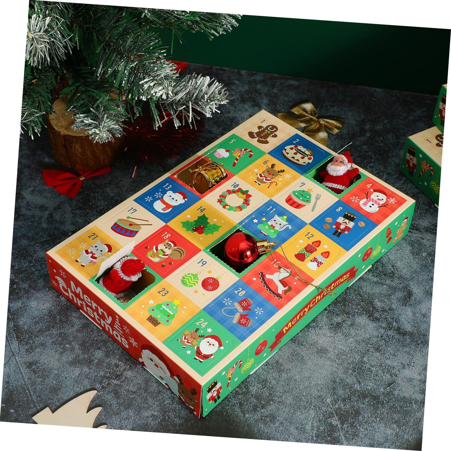 Zerodeko 10pièces Boîtes Calendrier de Compte à Rebours à Monter Soi-même Boîtes Cadeaux Vides Papier pour Fêtes Design Noël