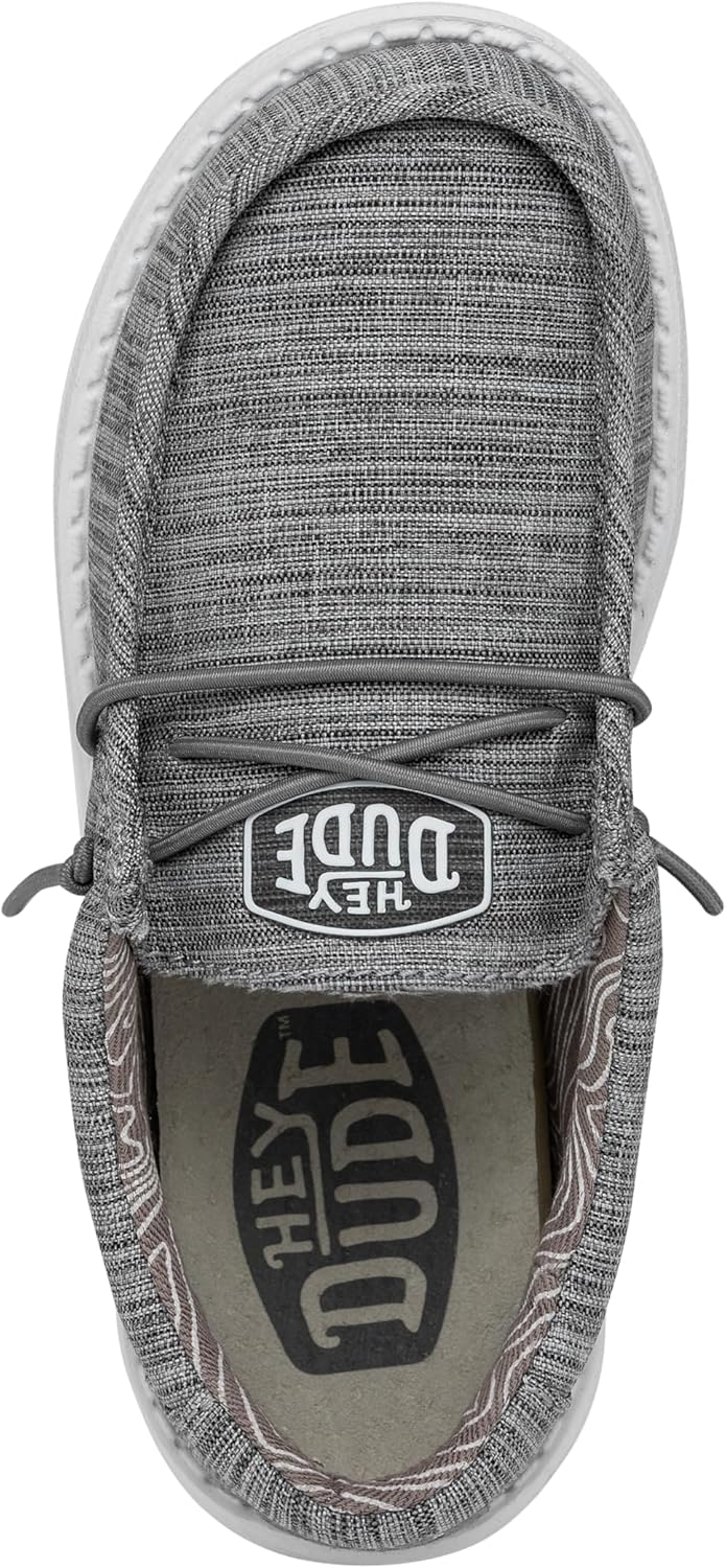 HEYDUDE Wally Youth Blend Linen Stone Size 4 | Kids Shoes | Kids Slip-on Loafers | Comfortable & Light-Weight