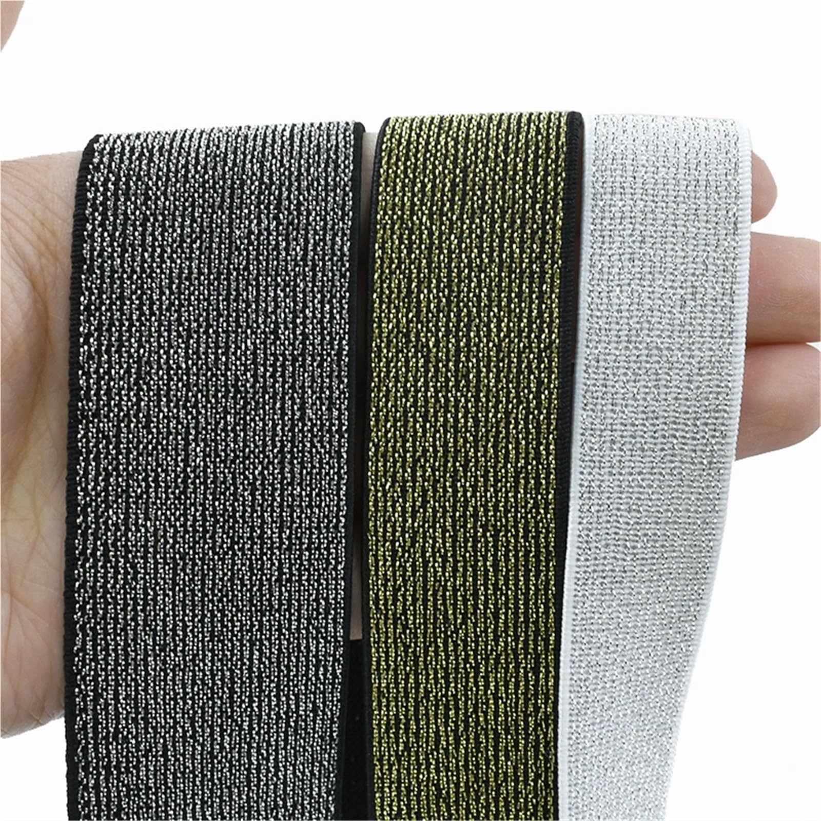Cucire Gli Elastici 5/10M 10-50mm Fascia Elastica Glitterata for Cucire Elastici for Indumenti, Pantaloni, Cinture, Nastri, Accessori Fai da Te(WhiteSilver,10Meters,30mm)