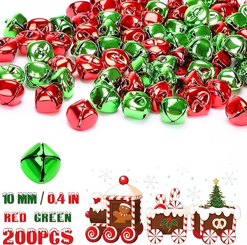 Miniatura 9 de Augshy 200 cascabeles de cascabel de 35 pulgadas, campanas de manualidades a granel para decoración de Navidad, hogar y mascotas, decoración de