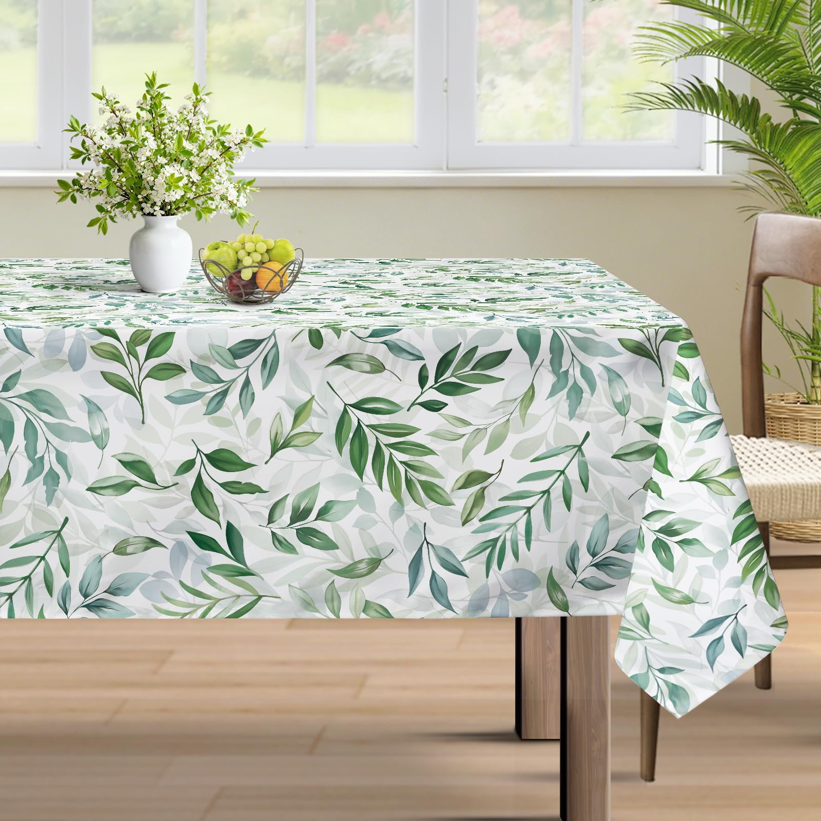 Nappe Rectangulaire Anti Tache Feuilles Nappe de Table Printemps Été
