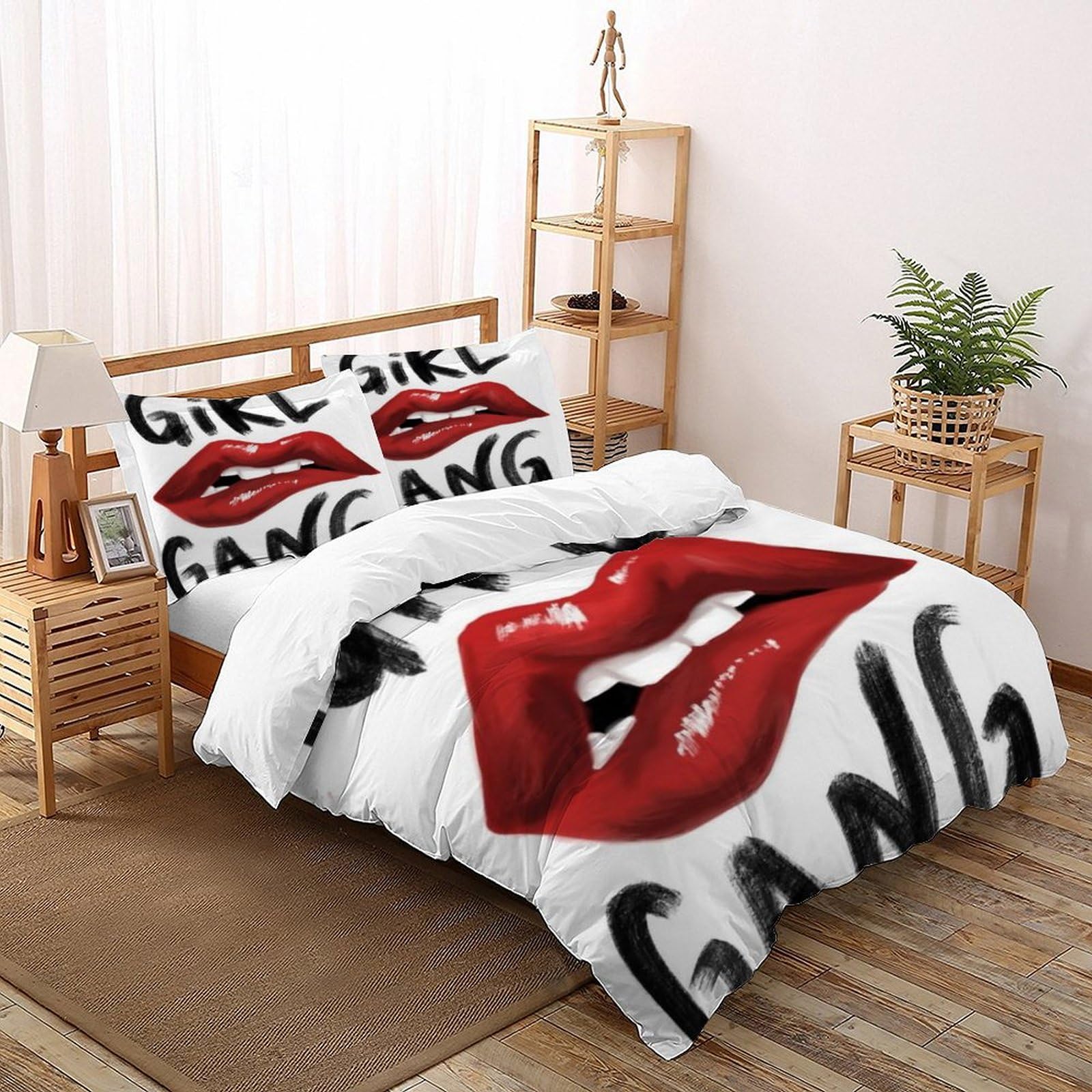 Housse de couette rouge 200x200 avec 2 taies d'oreiller pour lit double graffiti