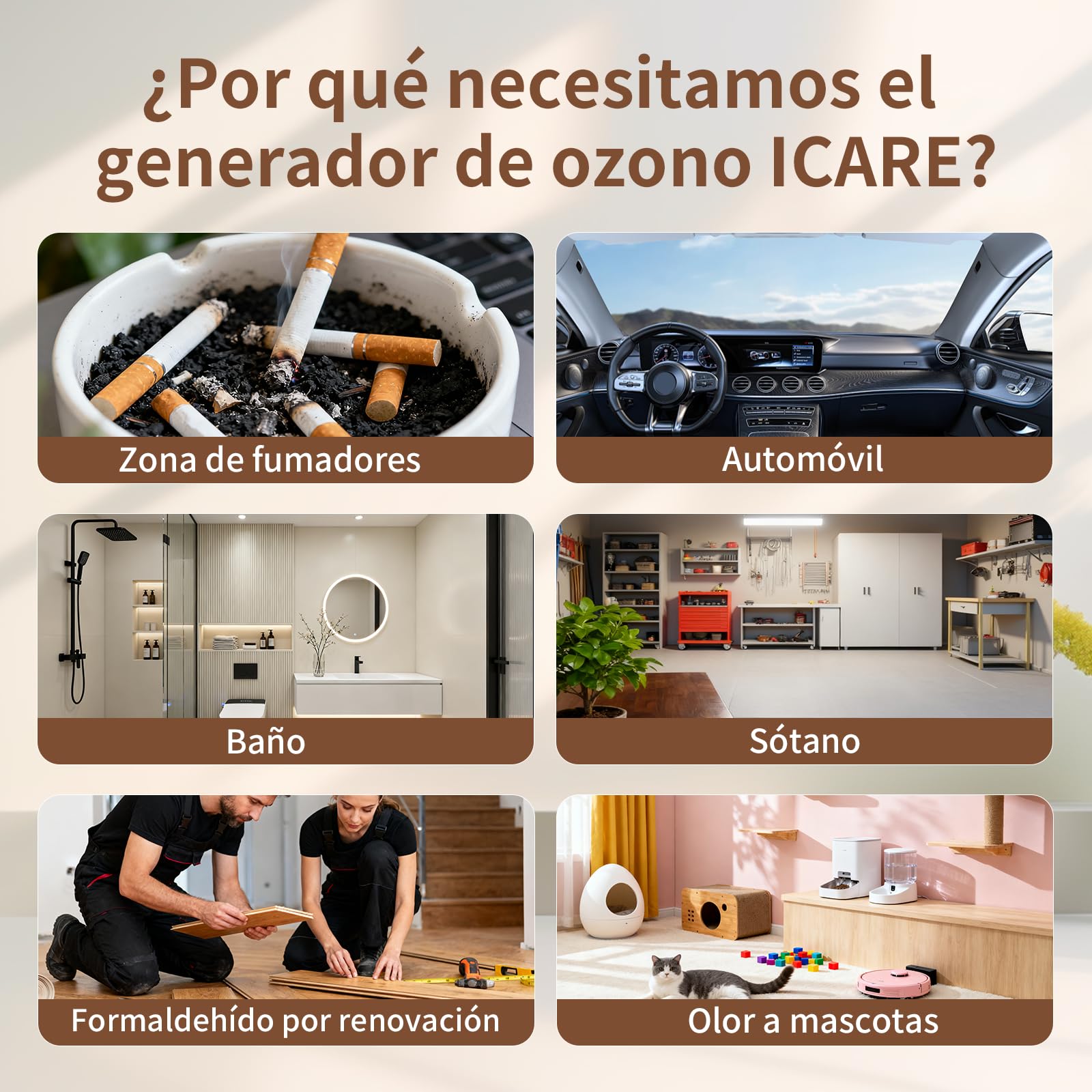 Generador de Ozono Hogar 60000mg/h, Máquina de ozono con Perilla Electrónica, Purificador de Aire con Temporizador, Dispositivo de Ozono O3 Portátil para Garajes, Hogar, Coche, Eliminación de Olor