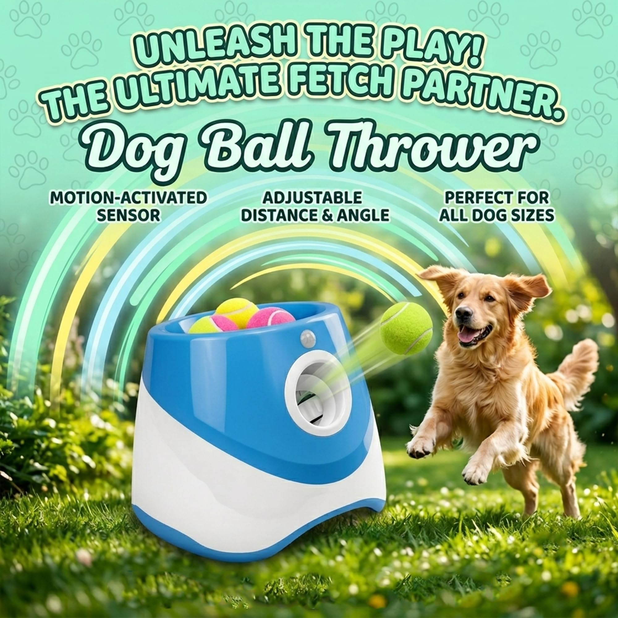 Lanceur automatique de balles pour chien avec lanceur interactif, balles de tennis et chargement USB, jouet d'intérieur et d'extérieur pour chiens de petite et moyenne taille