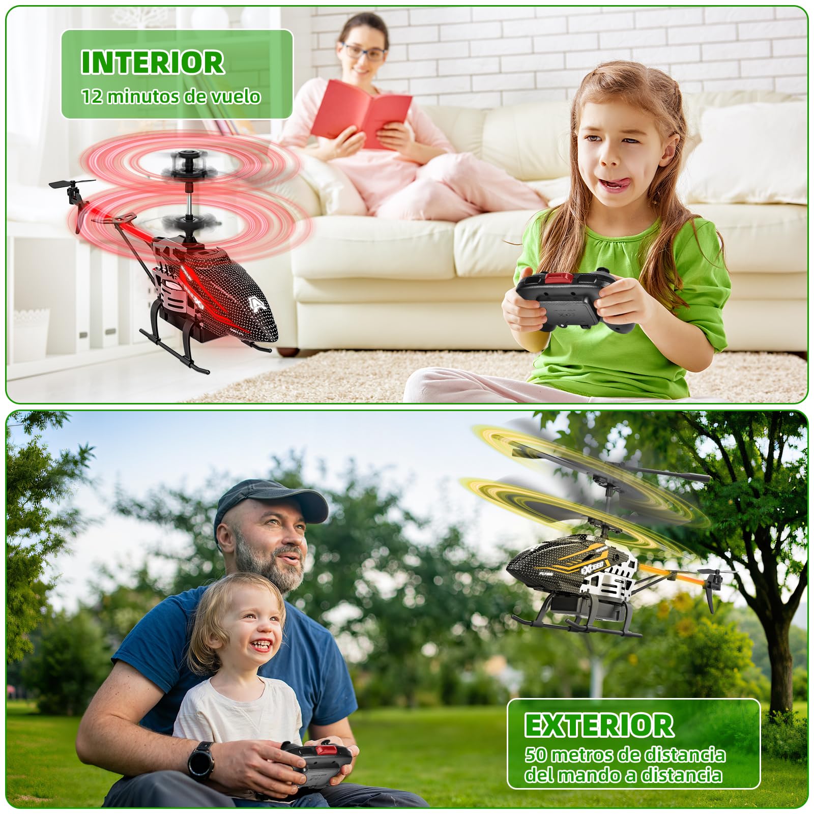 BuzzoXerex Helicóptero Teledirigido, 2.4G Helicópteros RC, Elicoptero Teleridijido niño con Luz LED & 3,5 Canales, Avion Teledirigido con Giroscopio y Altura Fija, Regalo Ideal para Niños Adultos