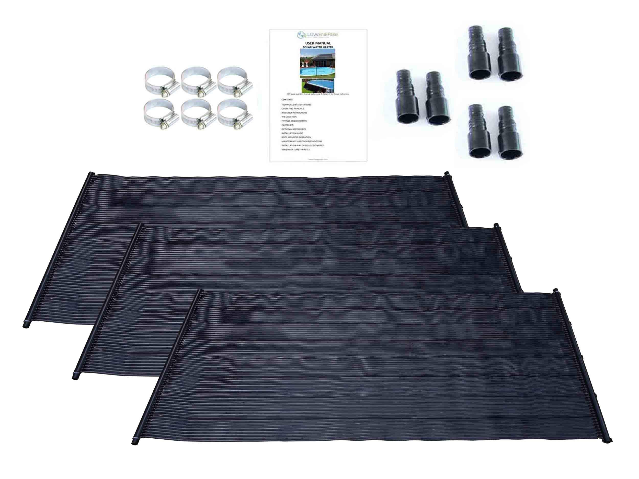 LOWENERGIE Solar Thermal Swimming Pool Heating Mat Hot Water Free Energy Saving Sun Pool Heater Kit Warm. Mat only (3, 1.33 x 3M)