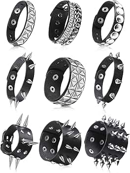 『HER LEATHER BRACE BLACK』 Amazon.com: Jovivi Men Women Punk Rock Wide Genuine Leather