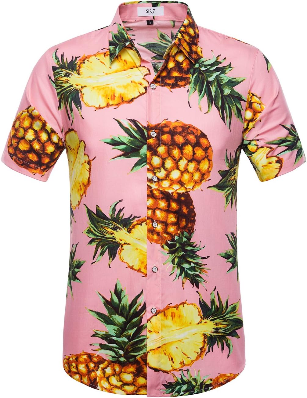 Men's Hawaiian Flower Print Casual Button Down Short Sleeve Shirt