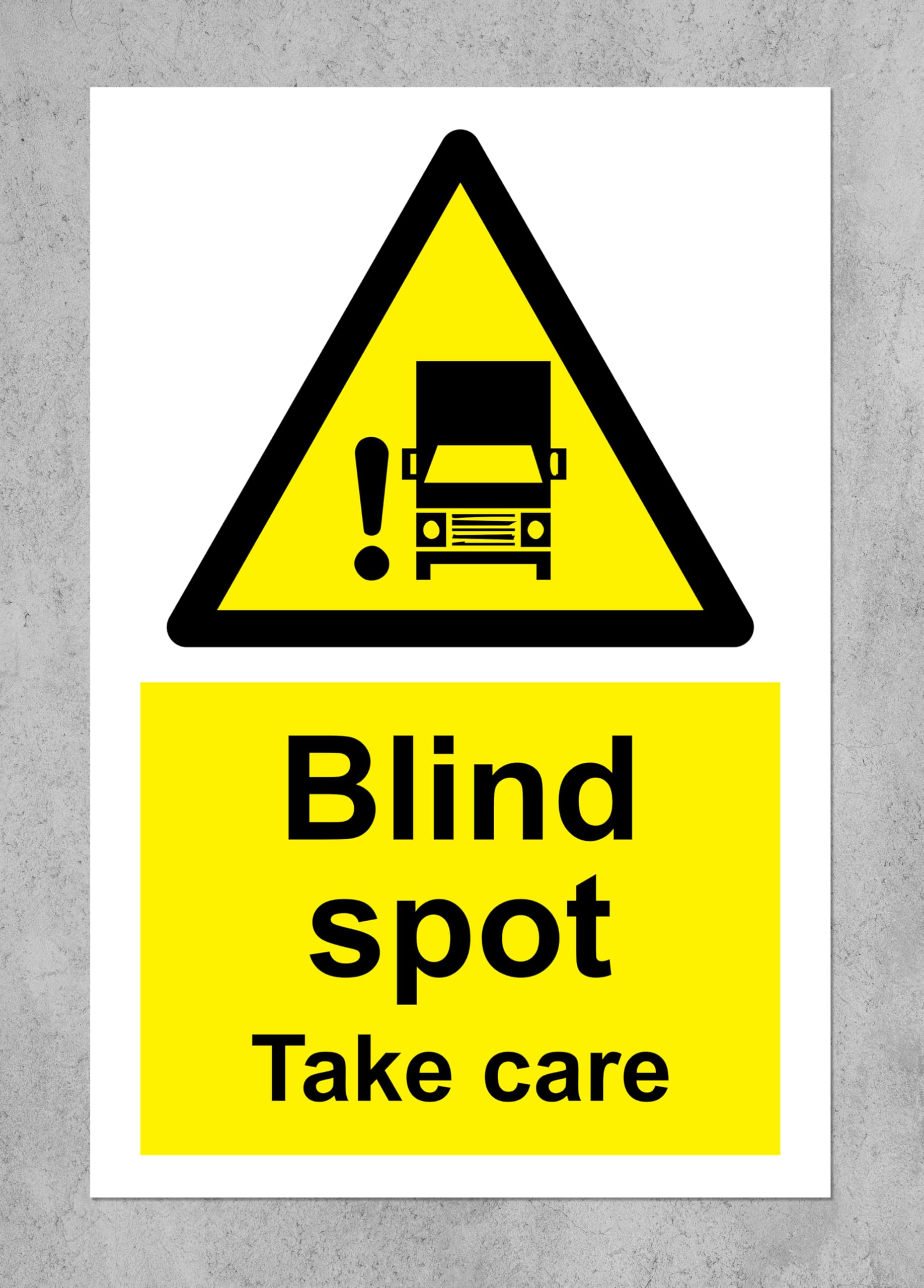 Blind Spot Take Care sign - Self adhesive sticker (600mm x 400mm)