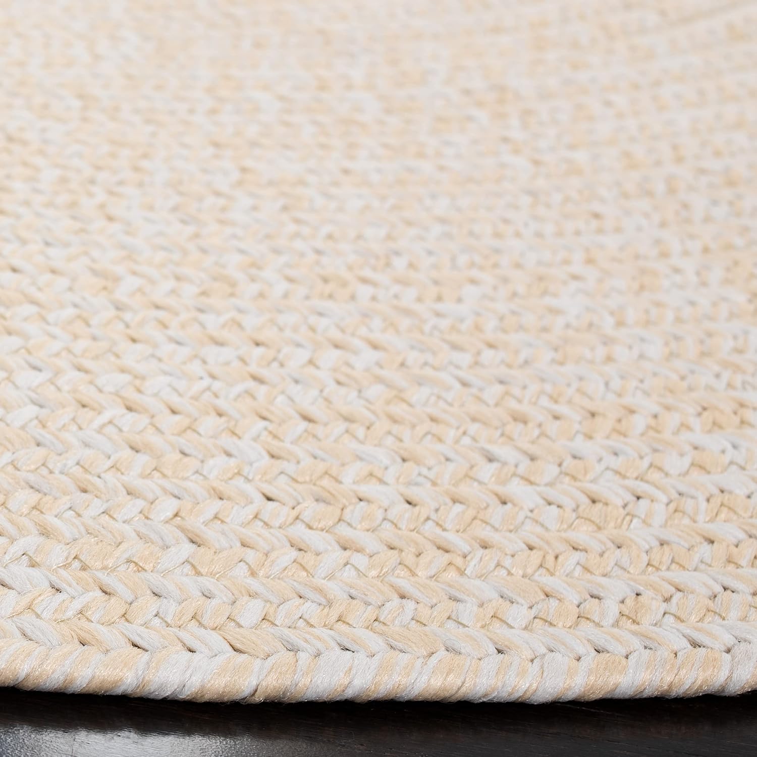 SAFAVIEH Washable Rug Outdoor Braided Collection - 5' x 8' Oval, Ivory & Beige, Handmade & Reversible, Non-Shedding & Easy to Clean, Ideal for Patio, Backyard, Mudroom (BRD315B)
