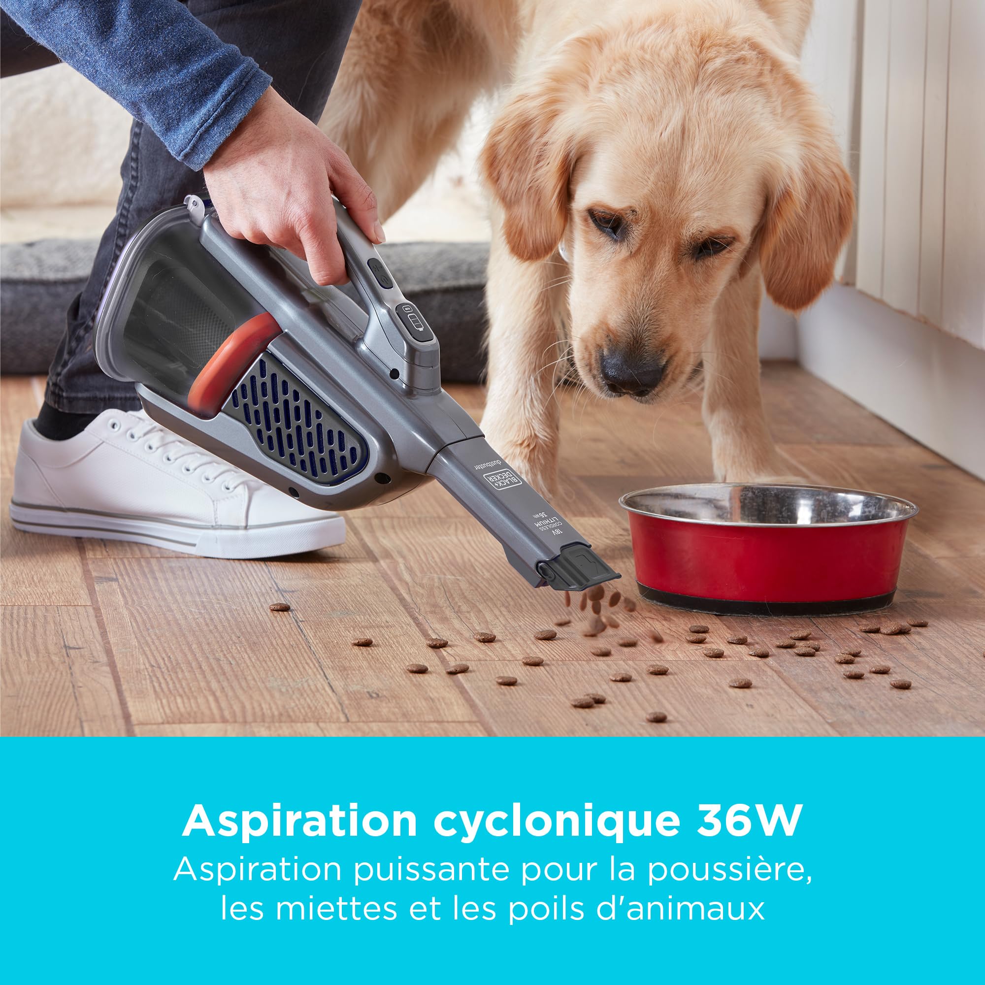 BLACK+DECKER - Aspirateur à main sans fil 18V avec batterie de 36 Wh et station de charge, BHHV520BT-QW