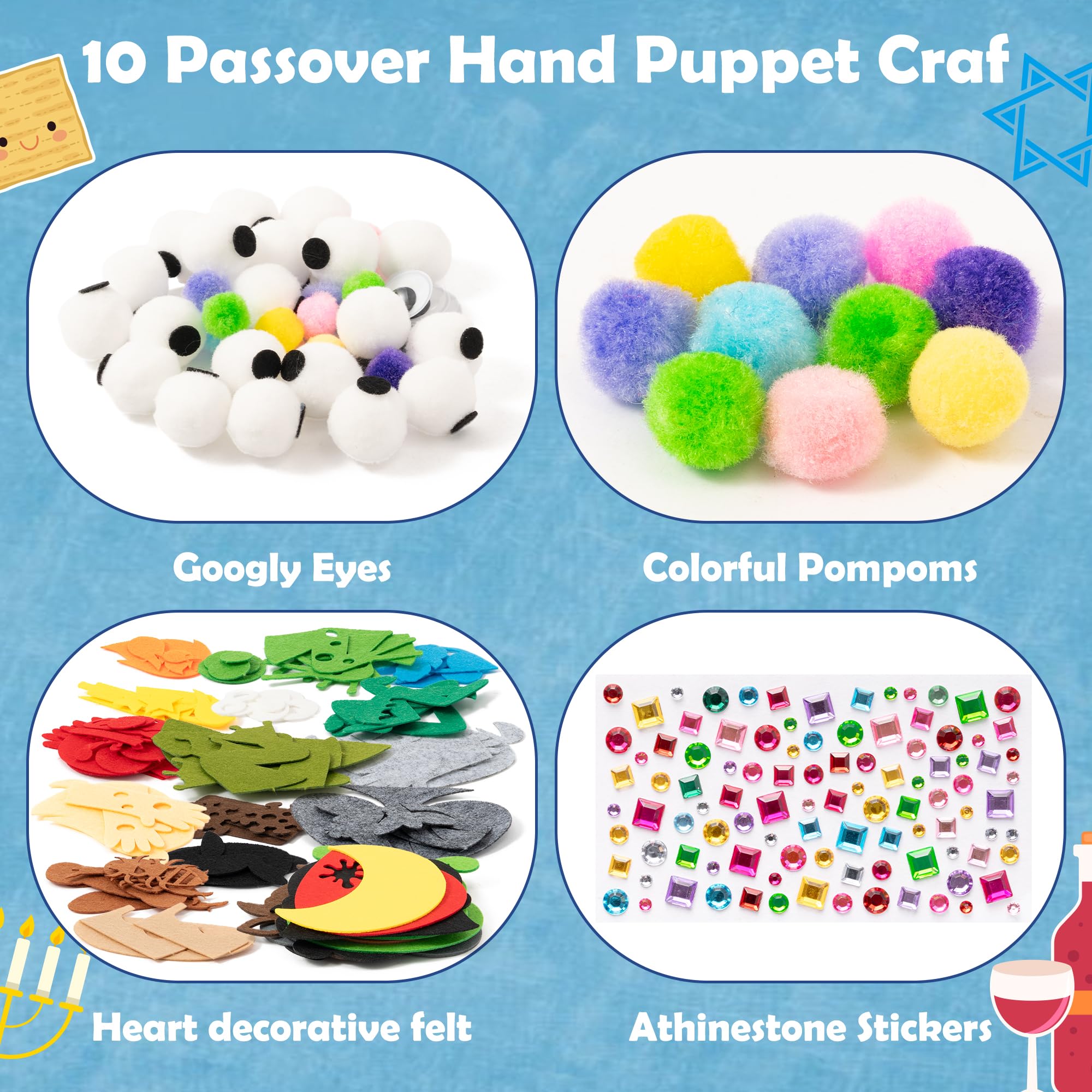 WATINC Hand Puppet Making Kit, 10pcs Plagues Felt Sock Puppet Toys - Image 2