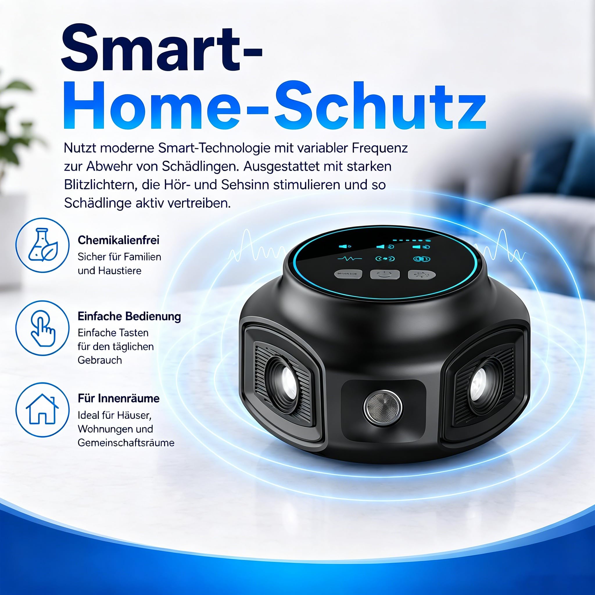 Osmo Repelmax Mäuseabwehr, Intelligenter Ultraschall für Ratten | Intelligenter Ultraschall-Frequenzumwandlungsmodus, Blitzende LED-Leuchte,für Ratten,Mücken,Kakerlaken,Motten,Ameisen