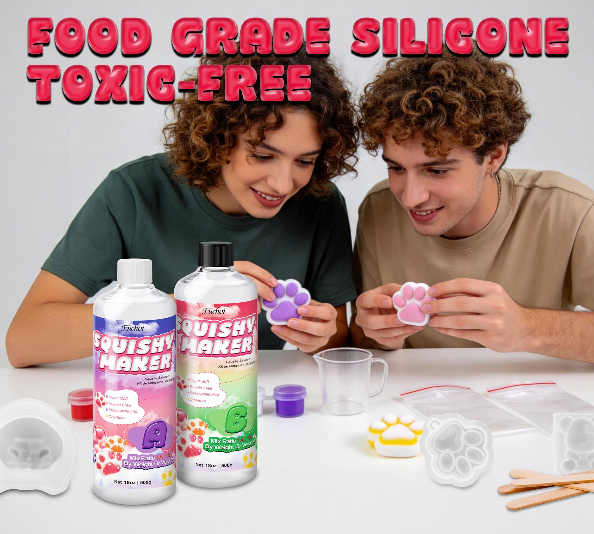 Zestaw silikonowy do Taba Squishy - 1000 g Elastyczna guma silikonowa szybkoschnącą do Taba Squishy, formy 3D DIY, zestaw do robienia form odlewczych do łagodzenia stresu