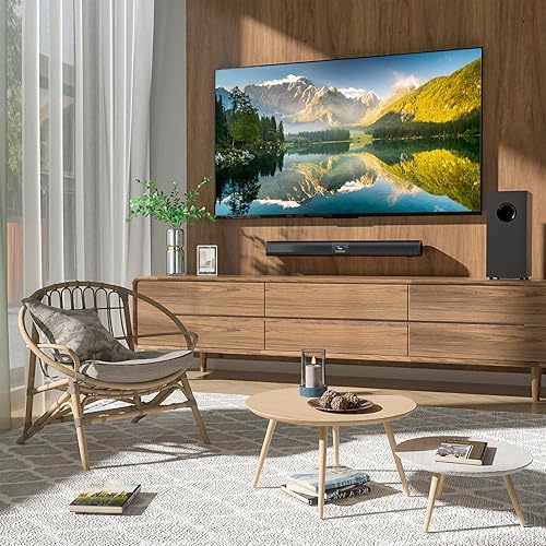 Miniatura 5 de Saiyin Barra de sonido con subwoofer, barra de sonido de 24 pulgadas para TV, barras de sonido para TV con óptica, HDMI (ARC), entradas AUX, sistema