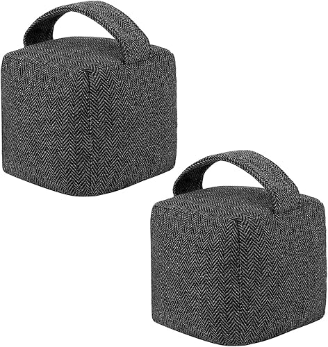 Juego de 2 topes decorativos de puerta de 4.4 libras, tope de puerta resistente para parte inferior de la puerta, tope de puerta de tela pesada para