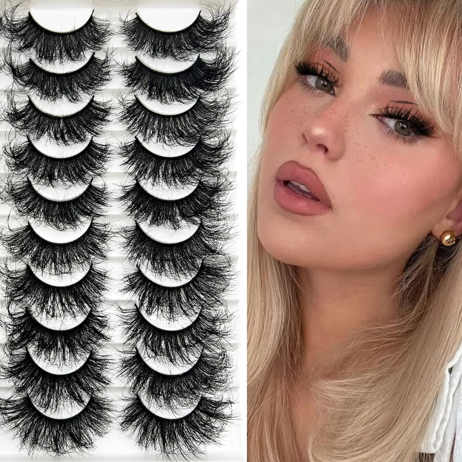 Lashes 25mm Fluffy Mink False Eyelashes Long 20 Pairs Dramatic Thick 3D 5D Faux Mink Lashes 4 Styles 25 mm Wispy D Curl Volume Fake Eyelashes Pack, by Kmilro: 15-Fluffy Mink Lashes 20mm-20 Pairs-LD06
