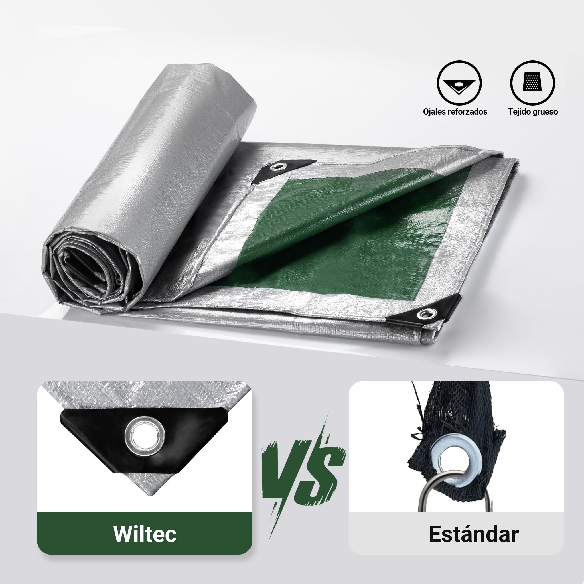 Lona PVC Impermeable Verde | Lona Ojal 650g/m² | Cubierta Exterior 6x10m Resistente Proteccion Multiusos 87525730