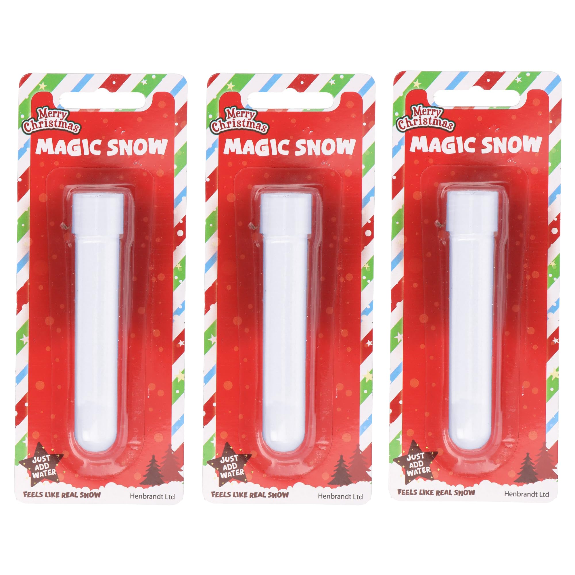 HENBRANDT 3x Magic Snow Tubes 12cm Vial Christmas Time Instant Snow Powder DIY Xmas Slime Fake Snowflakes for Winter Wonderland Christmas Party Decorations
