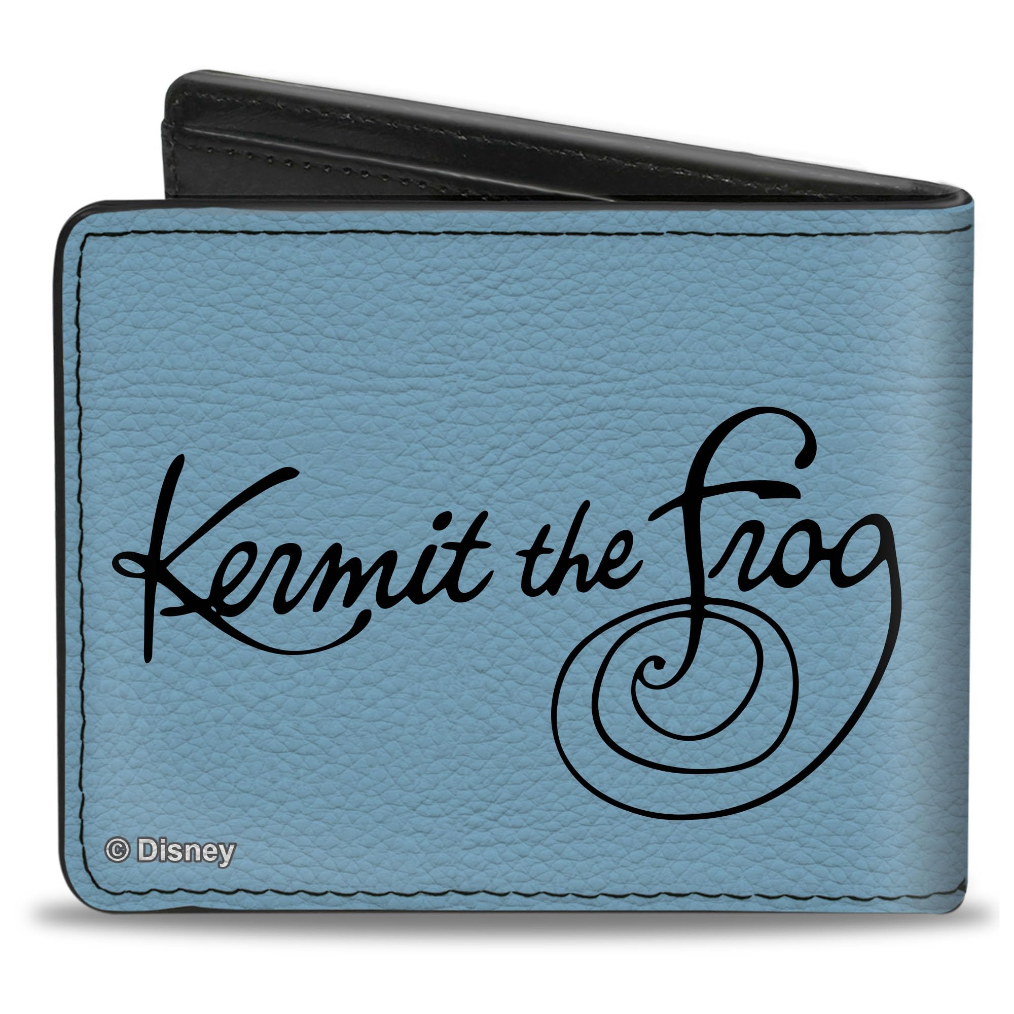 Buckle-Down Disney Wallet, Bifold, The Muppets Kermit the Frog Portrait Pose Blue, Vegan Leather