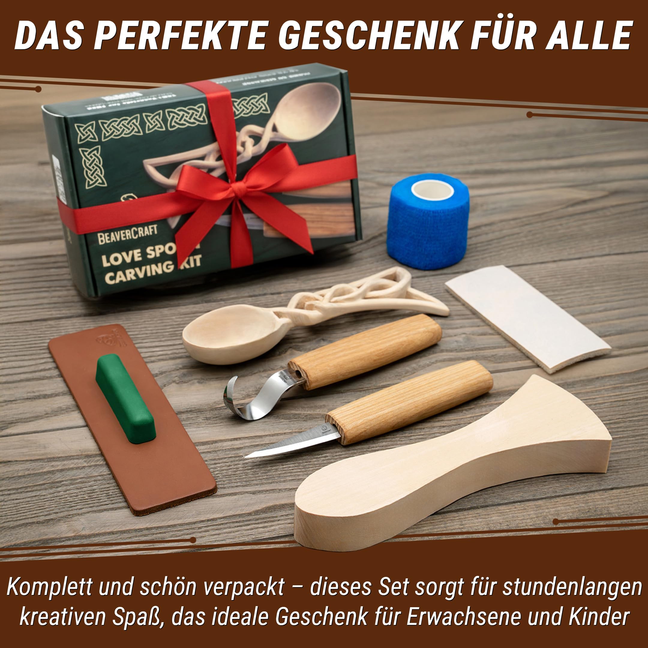 BeaverCraft - Löffelschnitzset für Anfänger DIY04 - Holzschnitzerei Schnitzel Hobby Kit für Erwachsene und Jugendliche