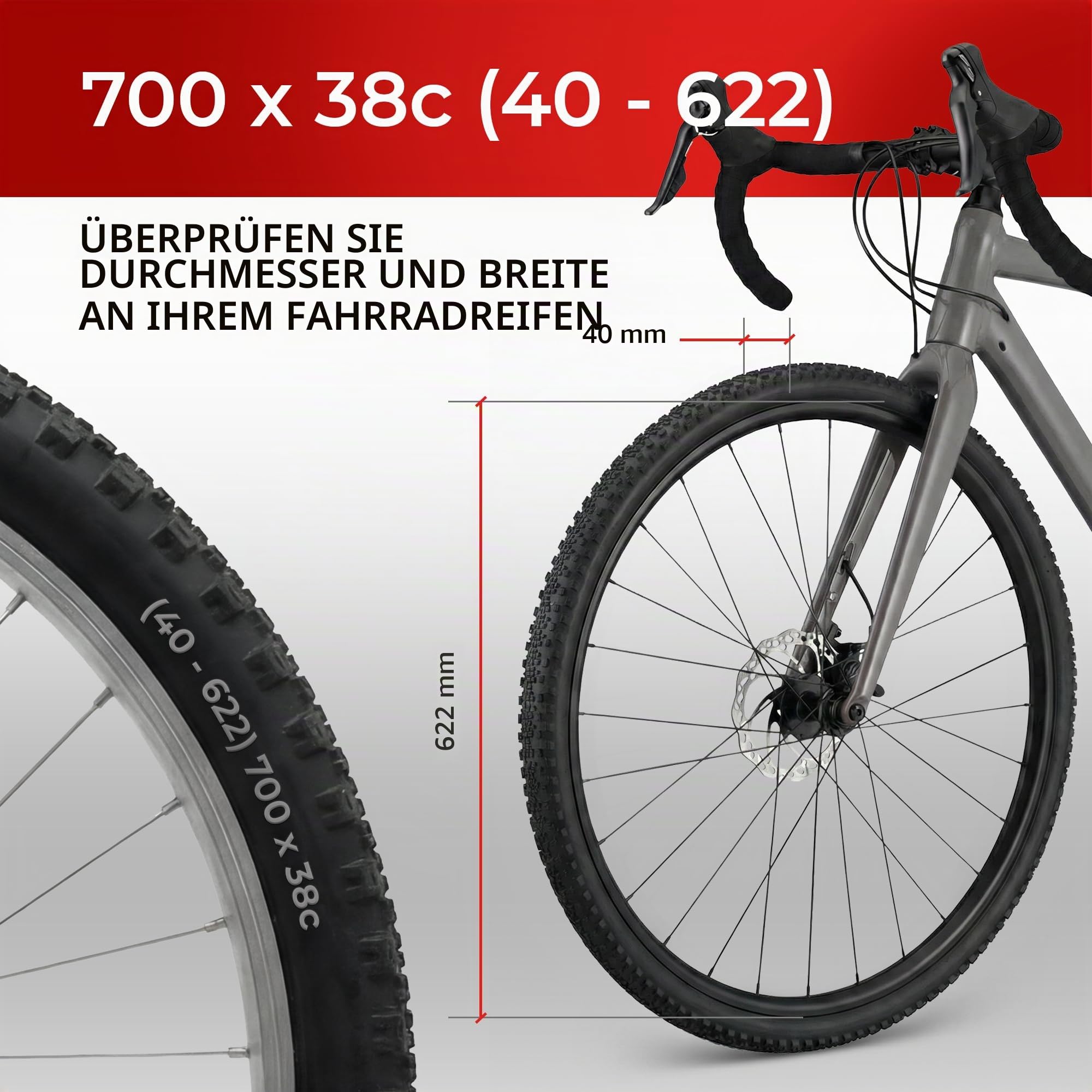 Fincci Gravel Fahrradreifen 28 Zoll 700x38c Paar Faltreifen Kevlar Set