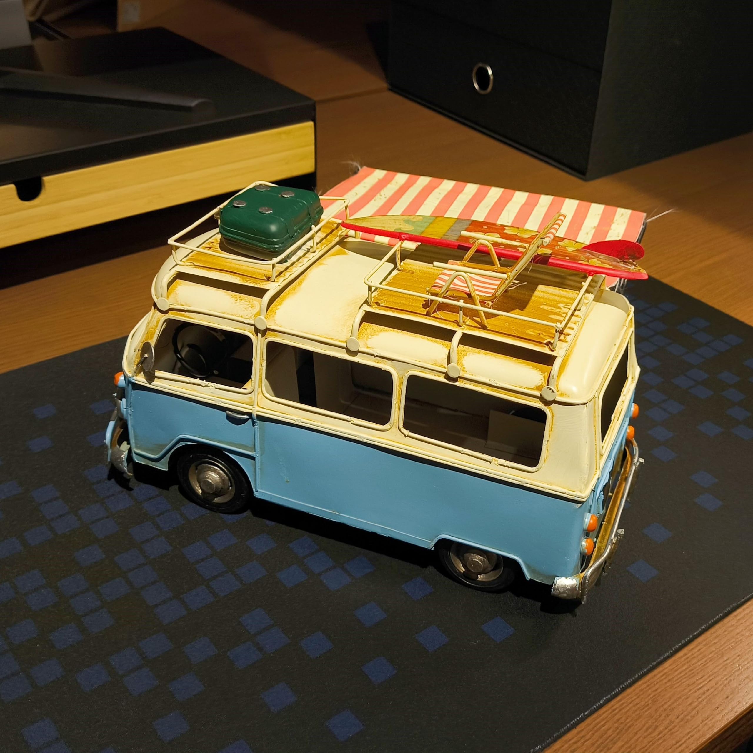 GENUINQ Retro Camper Van Model Bus Metal Vintage Touring Car