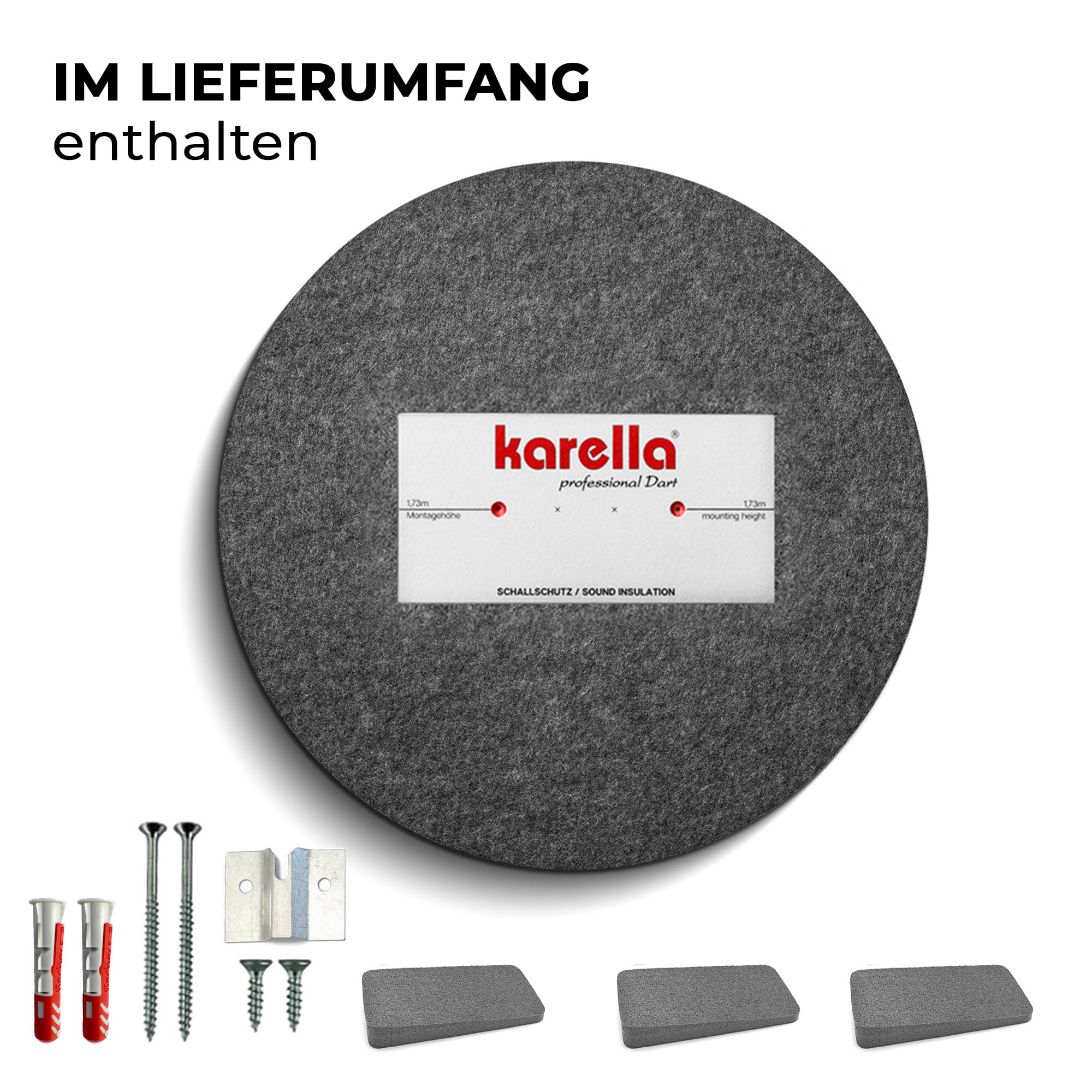 Karella Izolacja akustyczna Compact Ø 45 cm do stalowych desek, 2-częściowa, tłumienie/wyciszenie tarczy do darta, wykrywalna redukcja hałasu do 80%, opatentowana, system redukcji szumów Made in