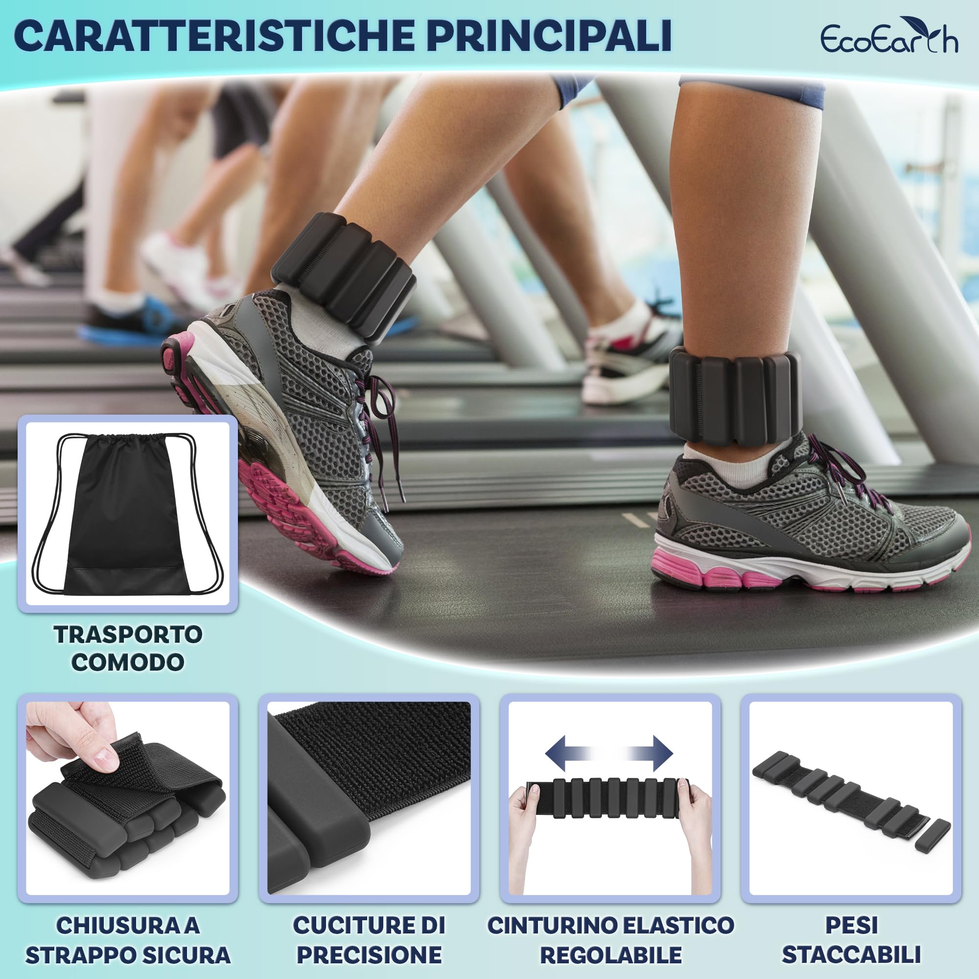 Pesi per caviglie e polsi - Fasce da allenamento regolabili per uomo e donna - Set di 2 - Da usare per mani, braccia, gambe - Braccialetti con pesi indossabili per il fitness