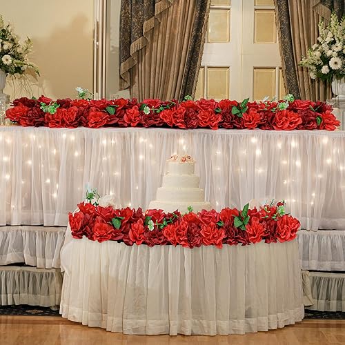 Miniatura 7 de Arco de boda, flores artificiales, rosa roja, paquete de 10 guirnaldas de imitación de seda, arreglo de arco realista de seda para bodas, fiestas de