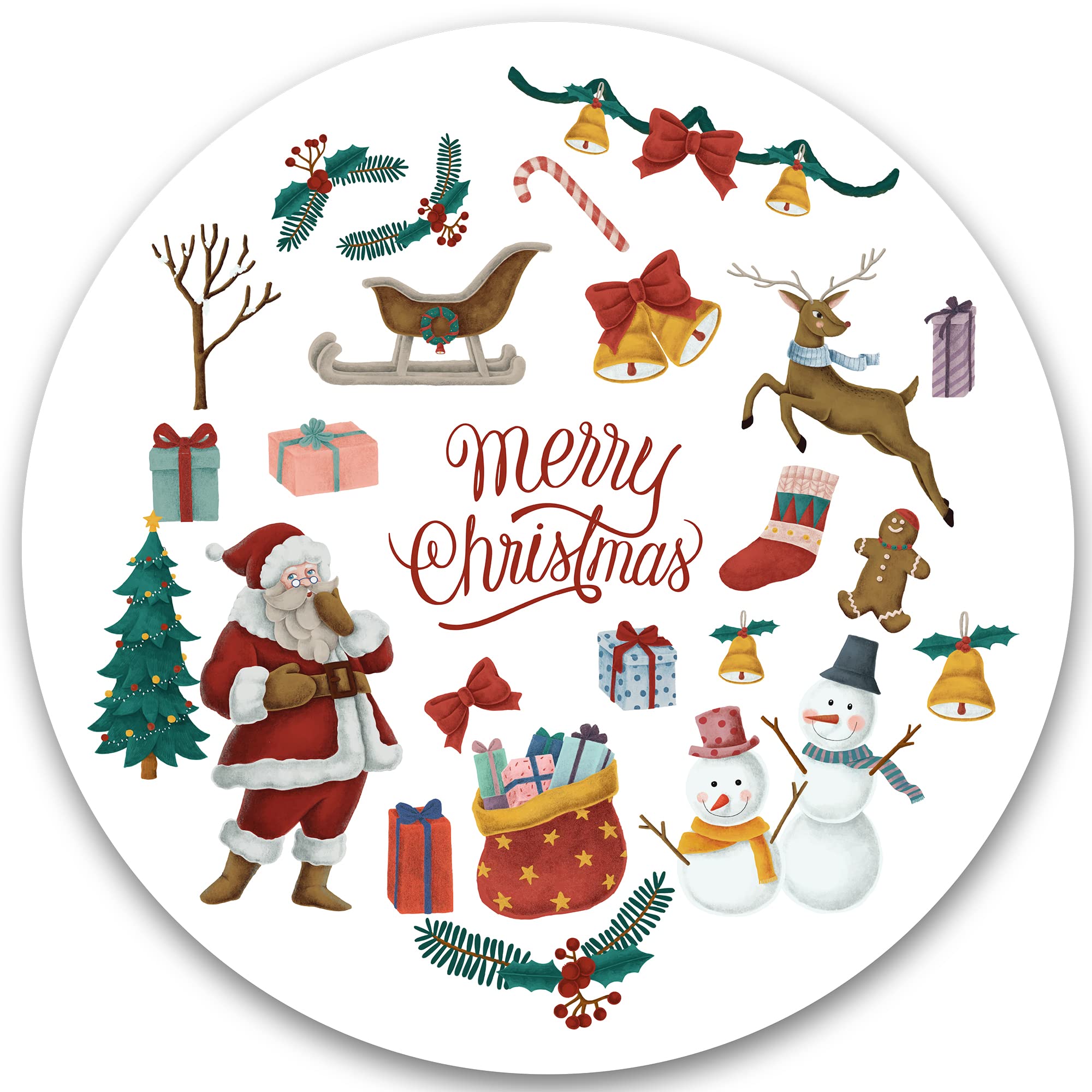 Papa Prints Merry Xmas Pack Of 48 Christmas Decorations Labels (45 Mm) Christmas Stickers For Presents, Card Making & Sweet Cones Papa Prints®