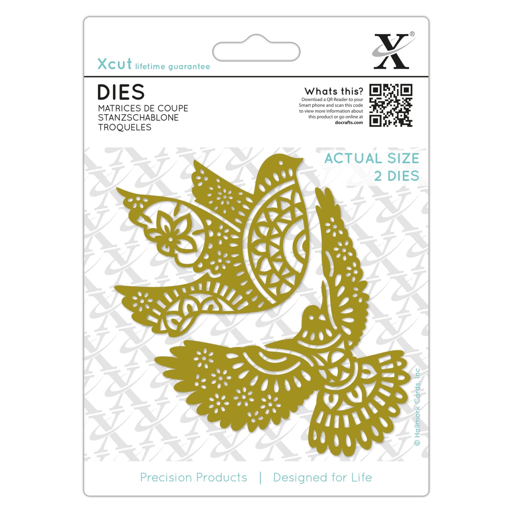 Xcut Dies, Oranate Dove, 2 Pieces, Carbon Steel, Art & Craft, Cutting Tool, for Beautiful Decoration Card Making