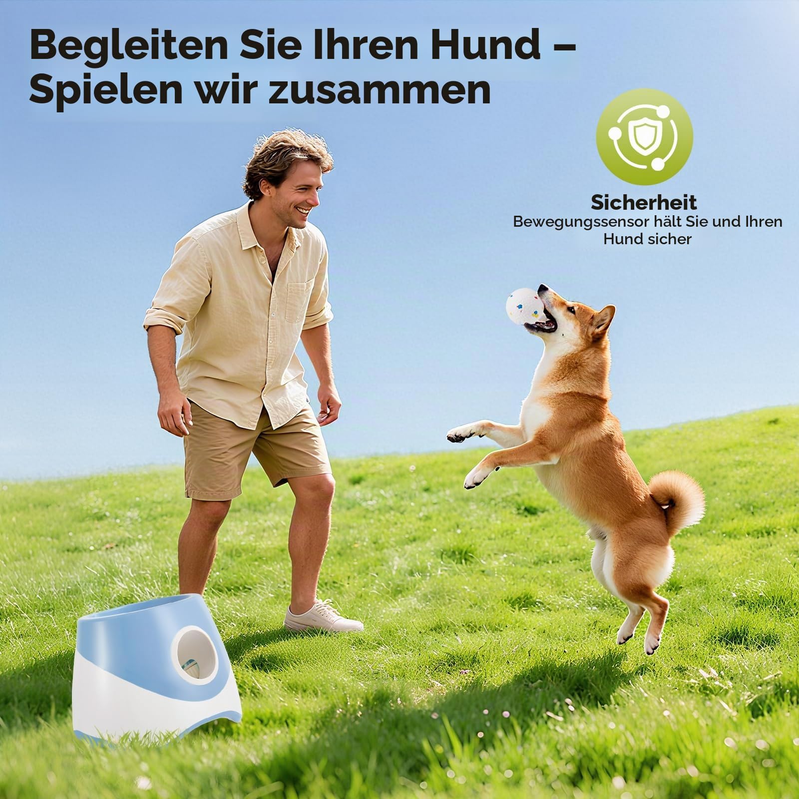 Ballwurfmaschine für Hunde,Mit 6 Tennisbälle,3 Distanzstufen
